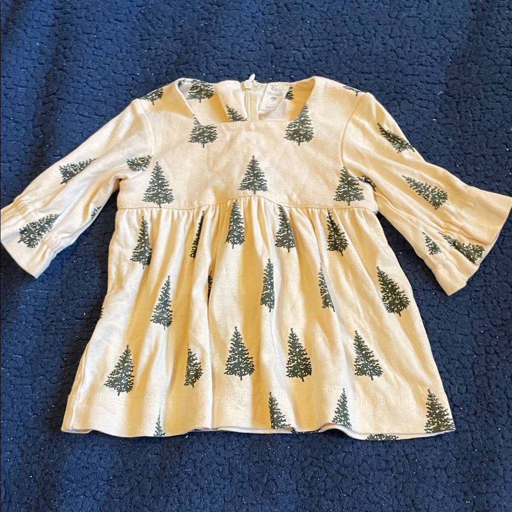 kate quinn Cream Dress with Green Tree Print